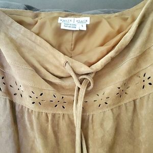 Suade skirt. Tan with eilette detail.  Large by WHITE HOUSE BLACK MARKET